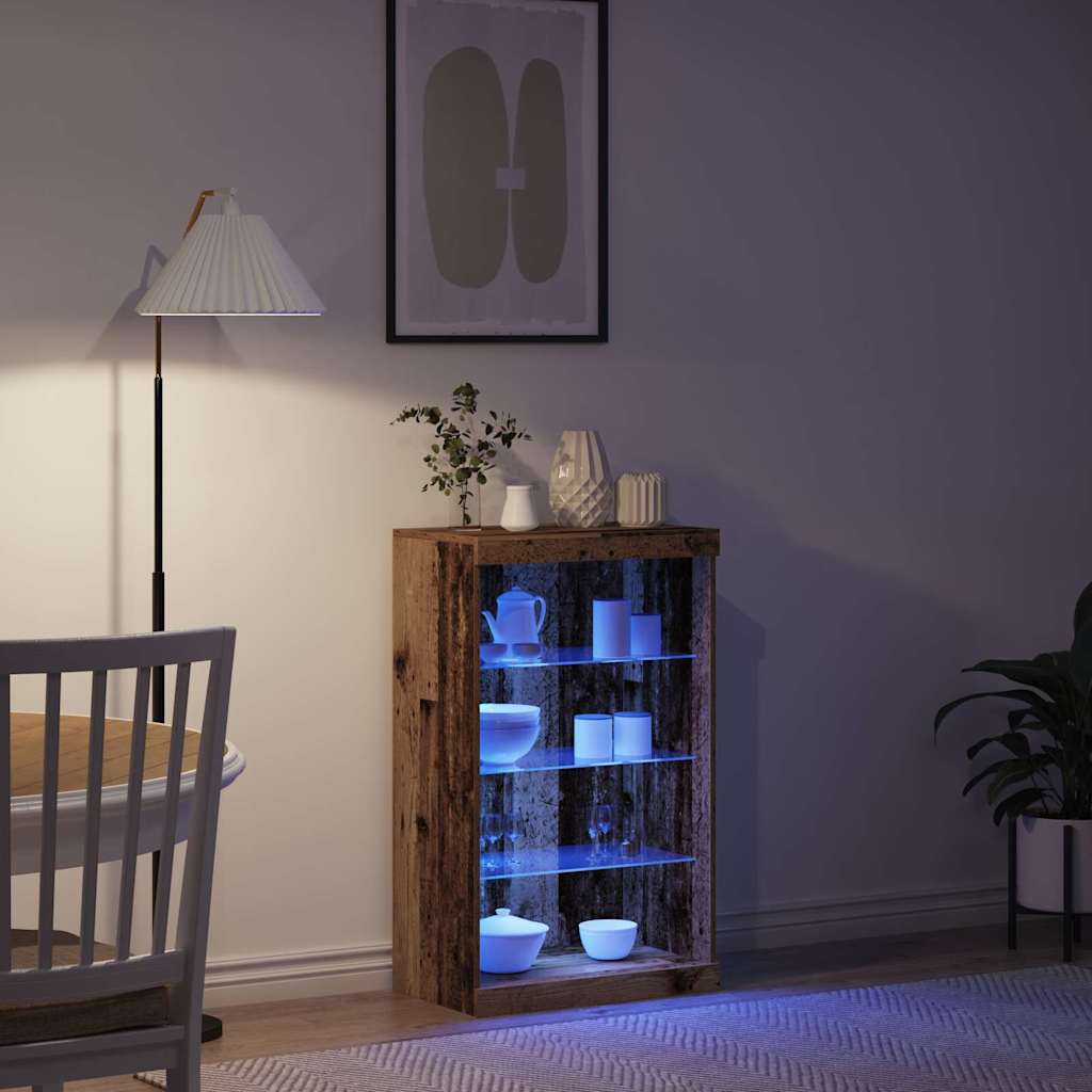 LED Sideboard Gammelt træ 60,5 x 37 x 100 cm Konstrueret træ