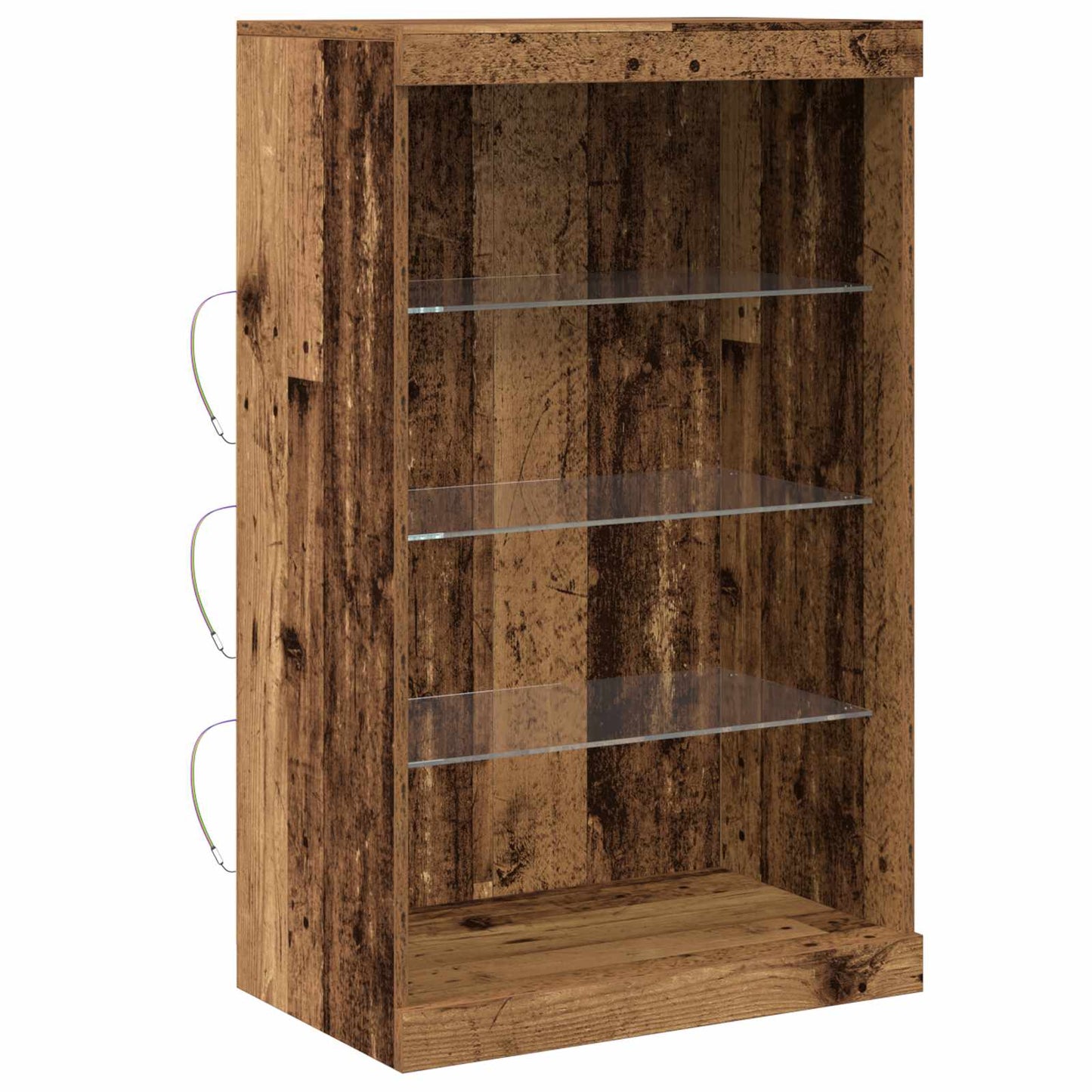 LED Sideboard Gammelt træ 60,5 x 37 x 100 cm Konstrueret træ