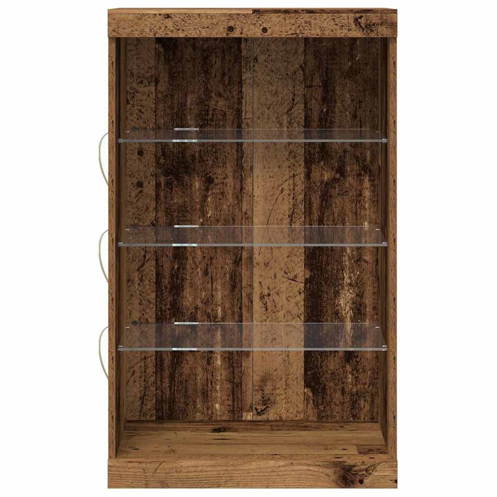 LED Sideboard Gammelt træ 60,5 x 37 x 100 cm Konstrueret træ