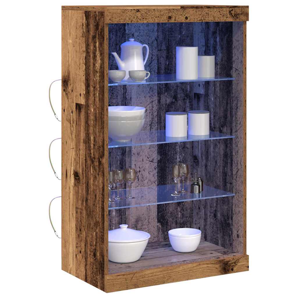 LED Sideboard Gammelt træ 60,5 x 37 x 100 cm Konstrueret træ