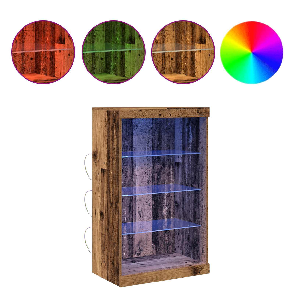 LED Sideboard Gammelt træ 60,5 x 37 x 100 cm Konstrueret træ