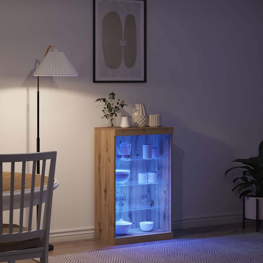 LED Sideboard Artisan Egetræ 60,5 x 37 x 100 cm Konstrueret træ