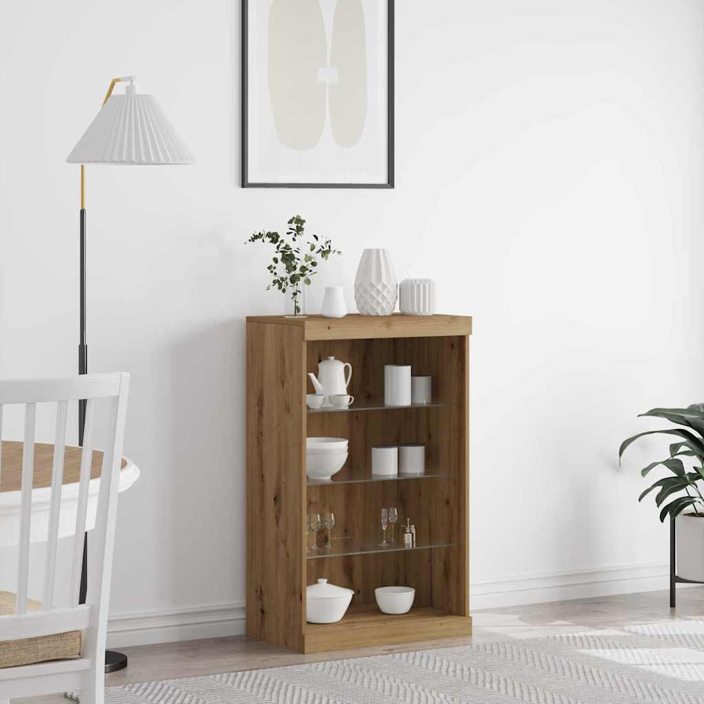 LED Sideboard Artisan Egetræ 60,5 x 37 x 100 cm Konstrueret træ