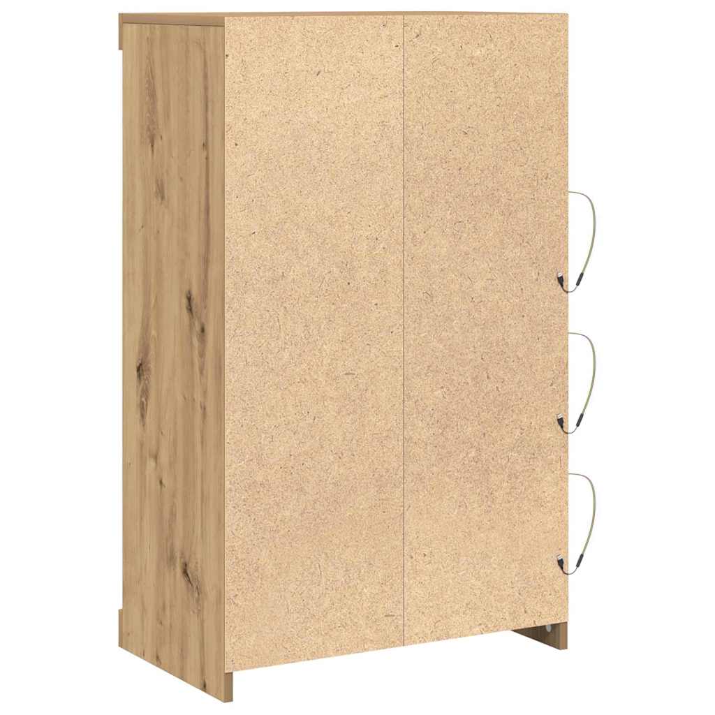 LED Sideboard Artisan Egetræ 60,5 x 37 x 100 cm Konstrueret træ