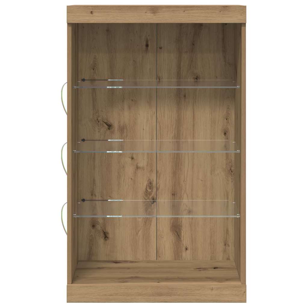 LED Sideboard Artisan Egetræ 60,5 x 37 x 100 cm Konstrueret træ