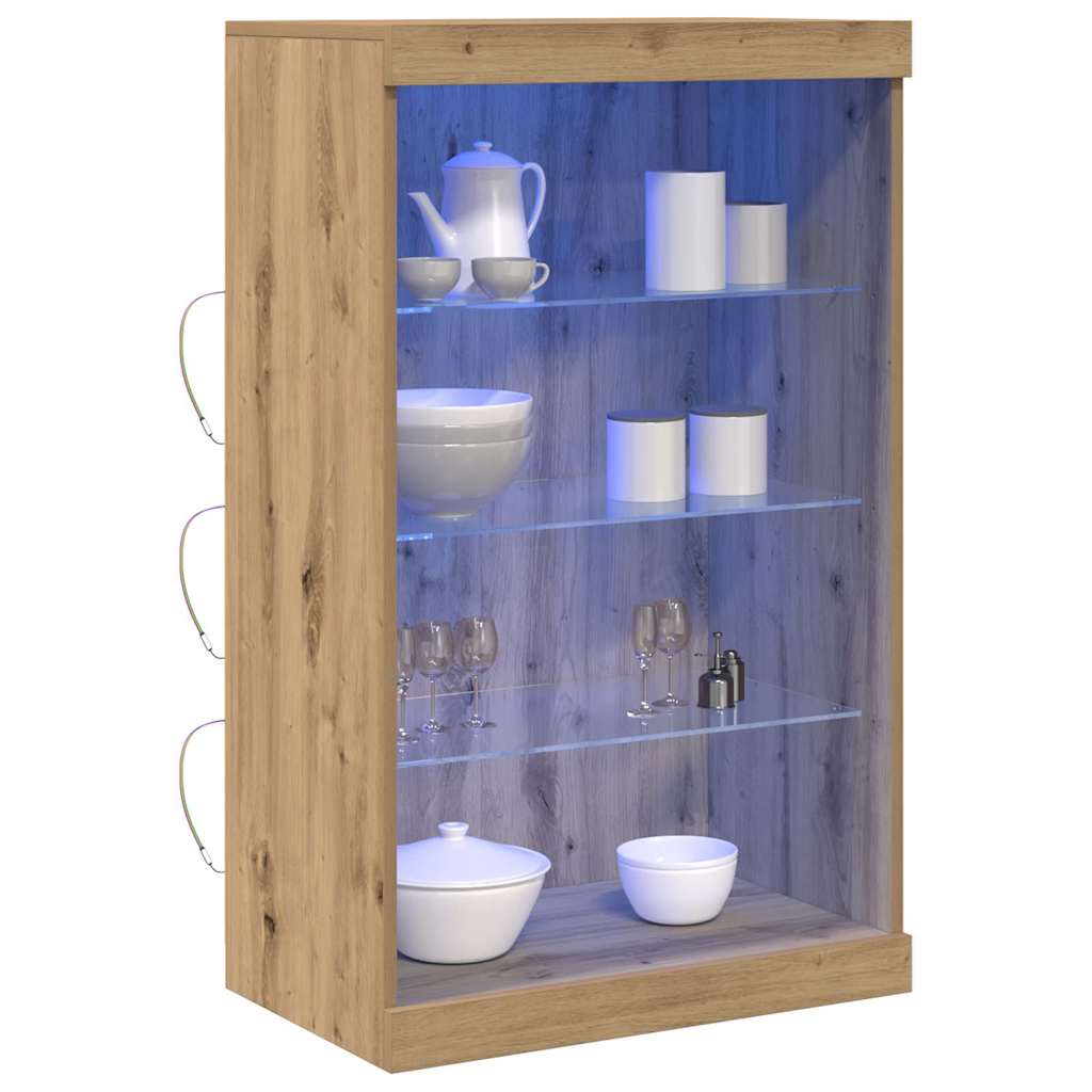 LED Sideboard Artisan Egetræ 60,5 x 37 x 100 cm Konstrueret træ