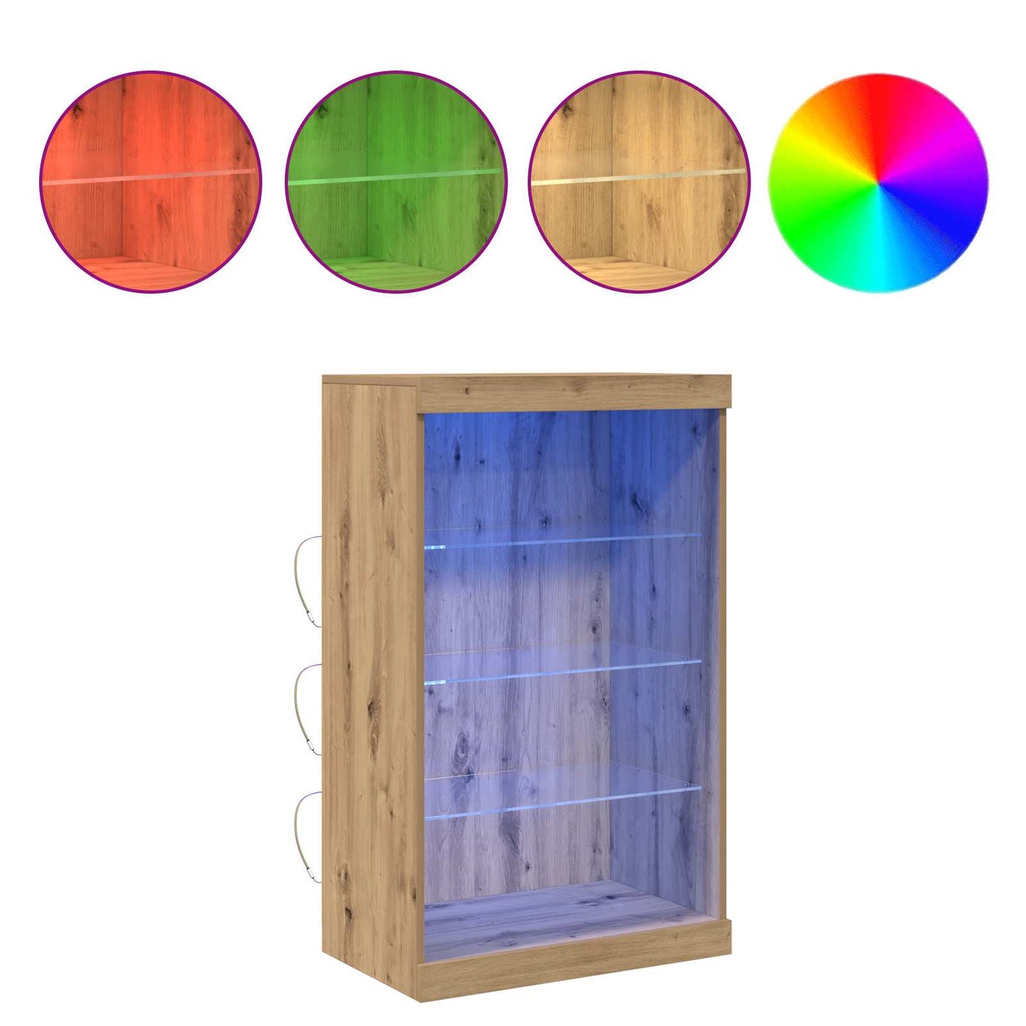 LED Sideboard Artisan Egetræ 60,5 x 37 x 100 cm Konstrueret træ