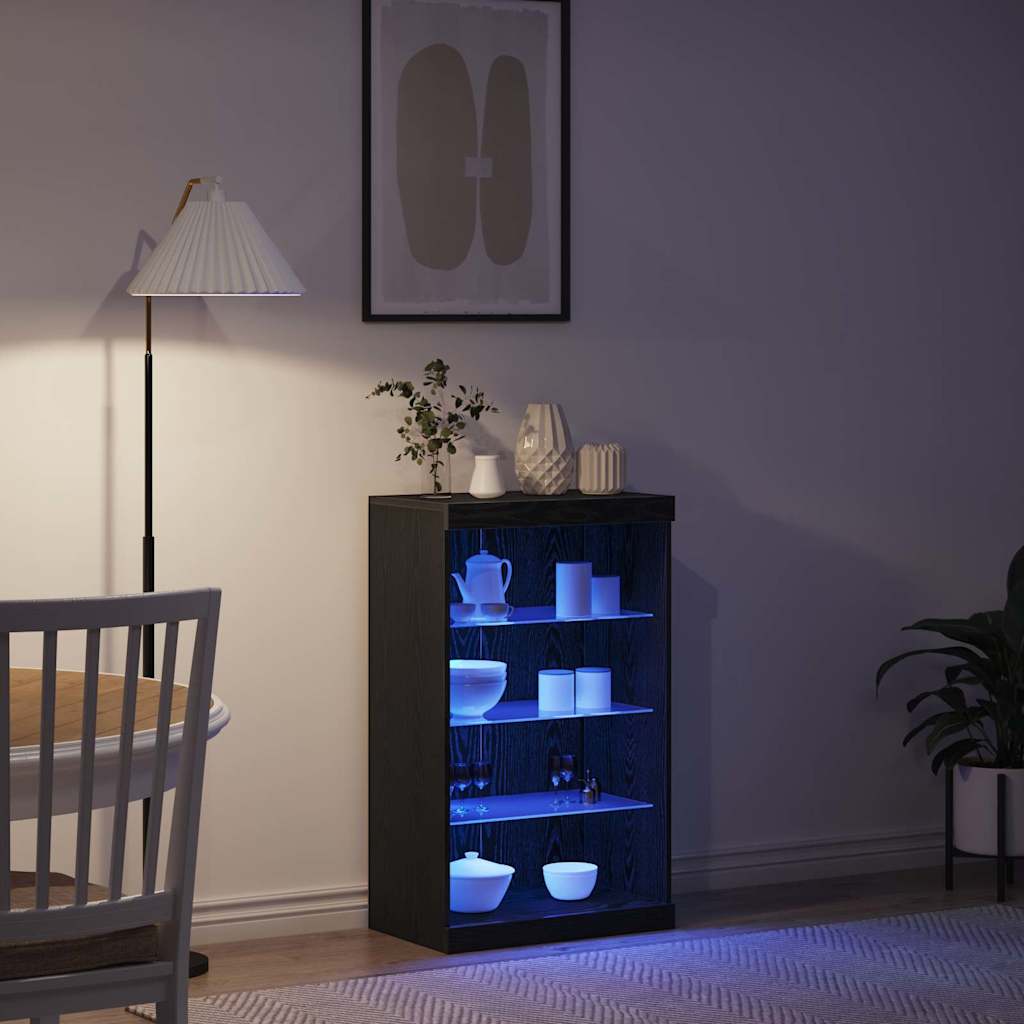 LED Sideboard Sort eg 60,5 x 37 x 100 cm Konstrueret træ