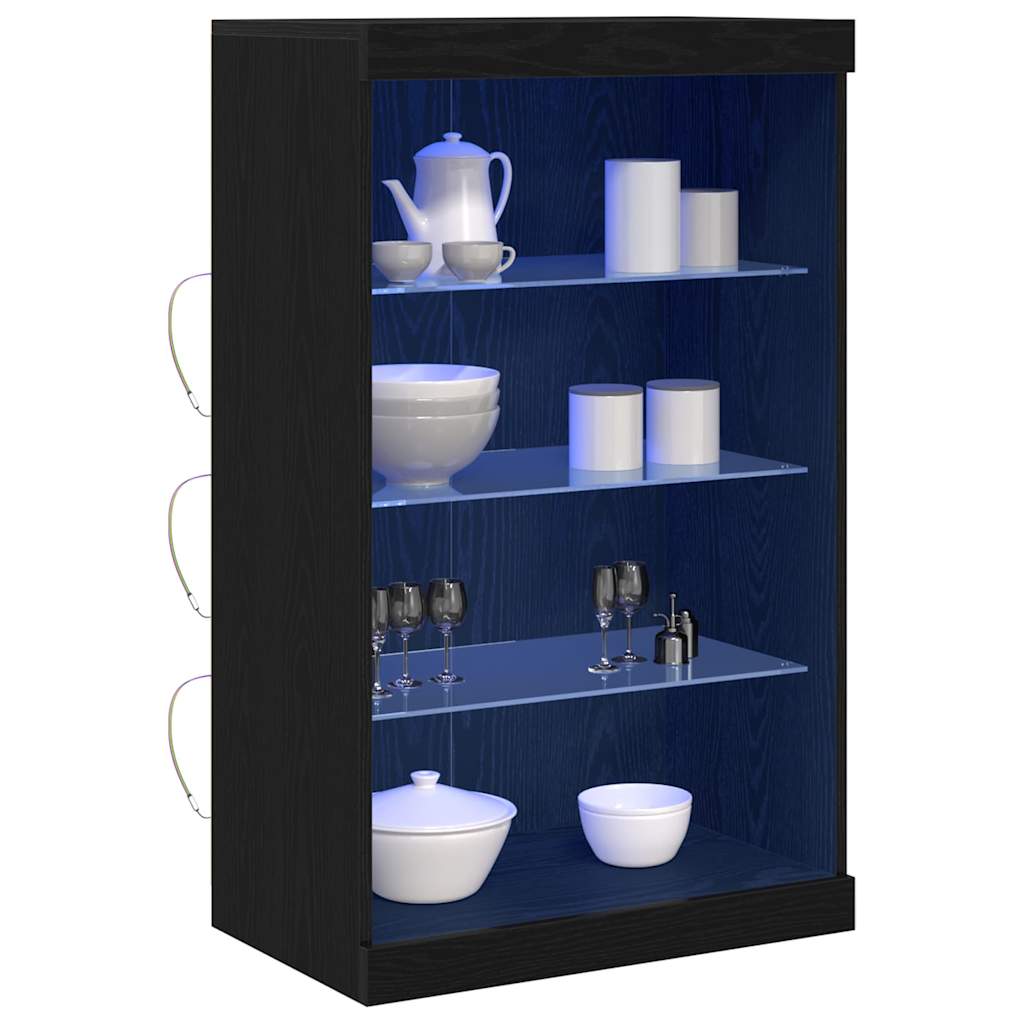 LED Sideboard Sort eg 60,5 x 37 x 100 cm Konstrueret træ