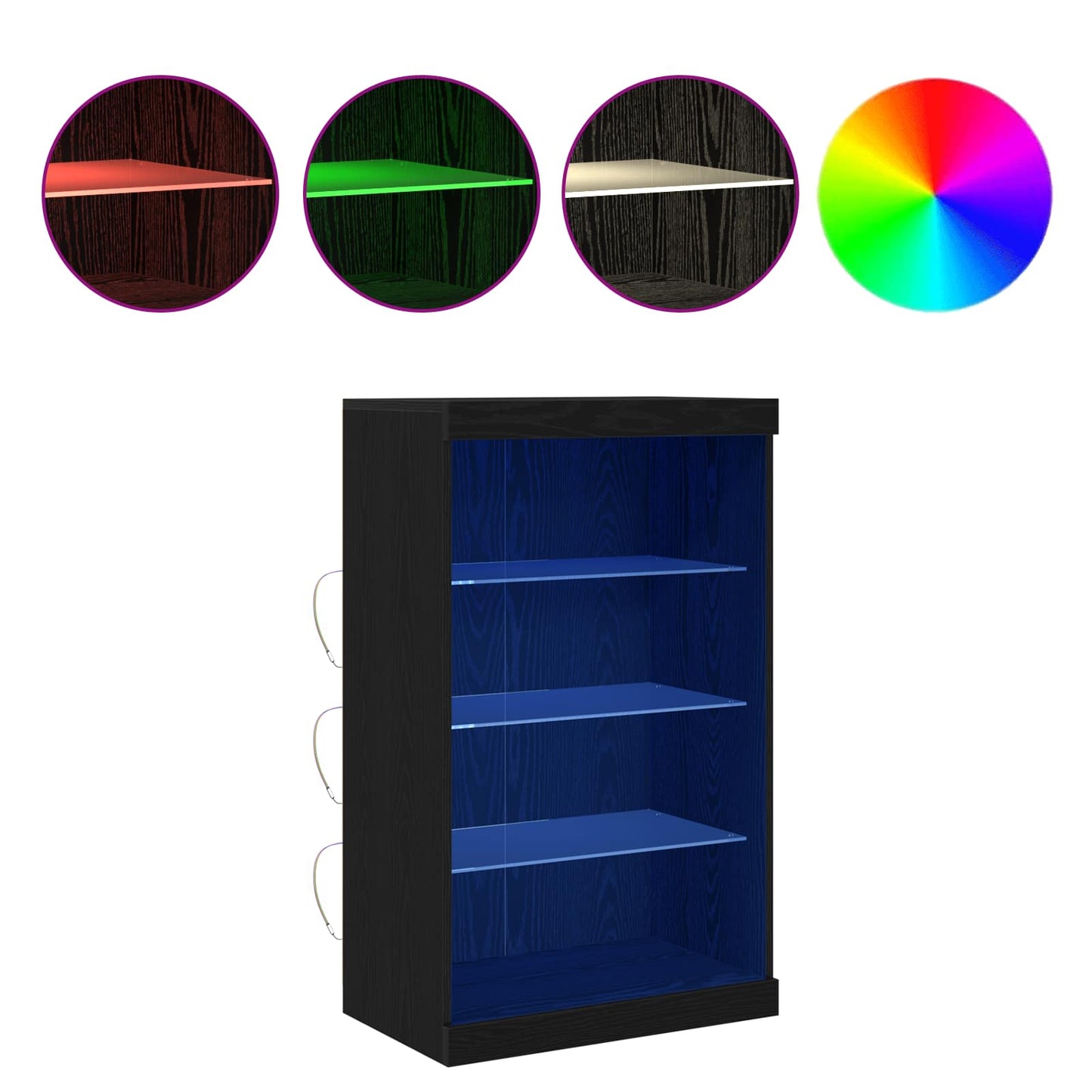 LED Sideboard Sort eg 60,5 x 37 x 100 cm Konstrueret træ