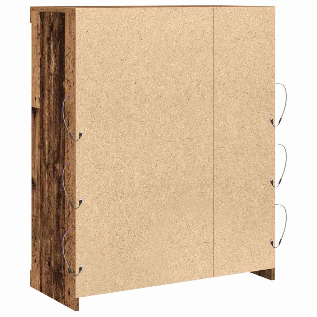 LED Sideboard Gammelt træ 81 x 37 x 100 cm Konstrueret træ