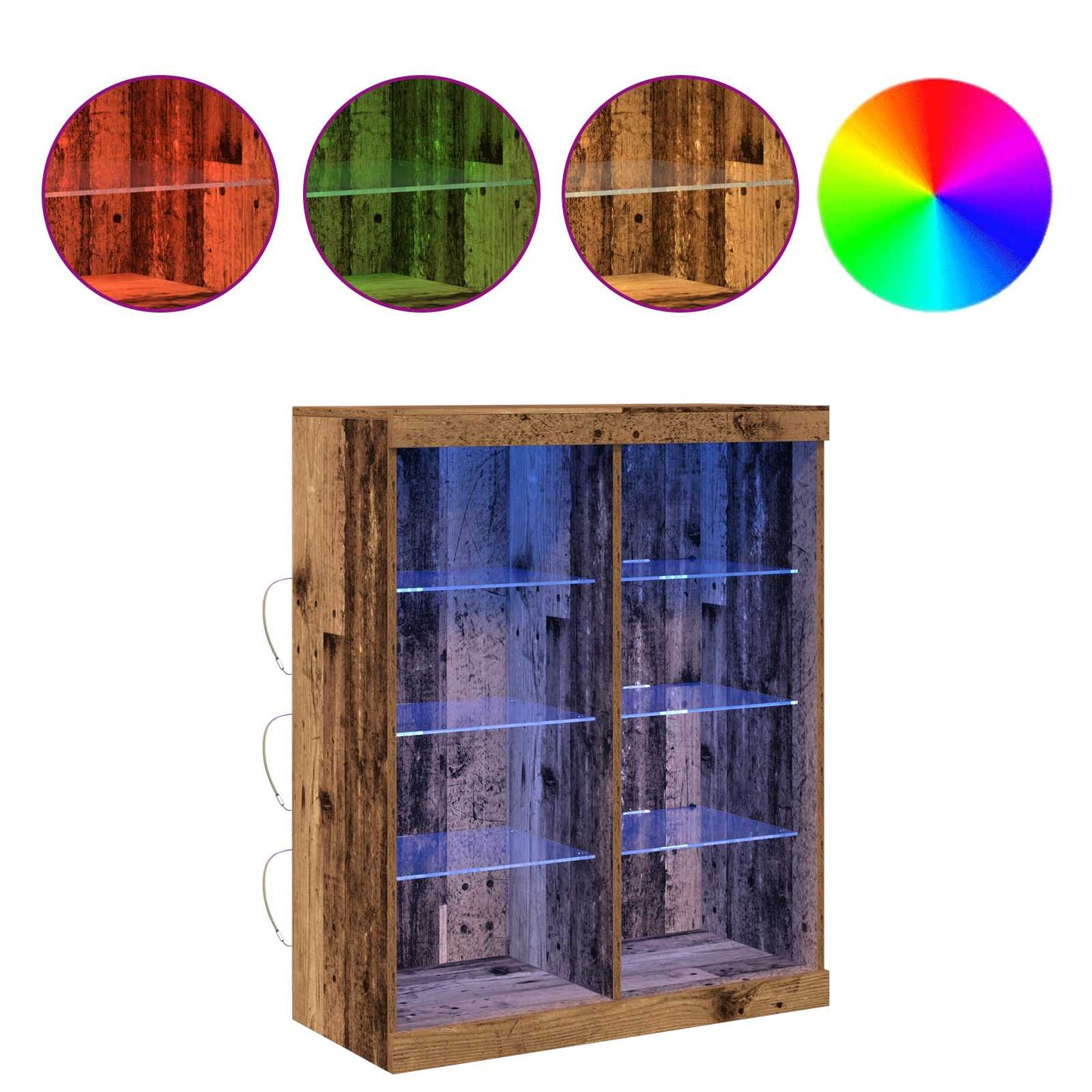 LED Sideboard Gammelt træ 81 x 37 x 100 cm Konstrueret træ