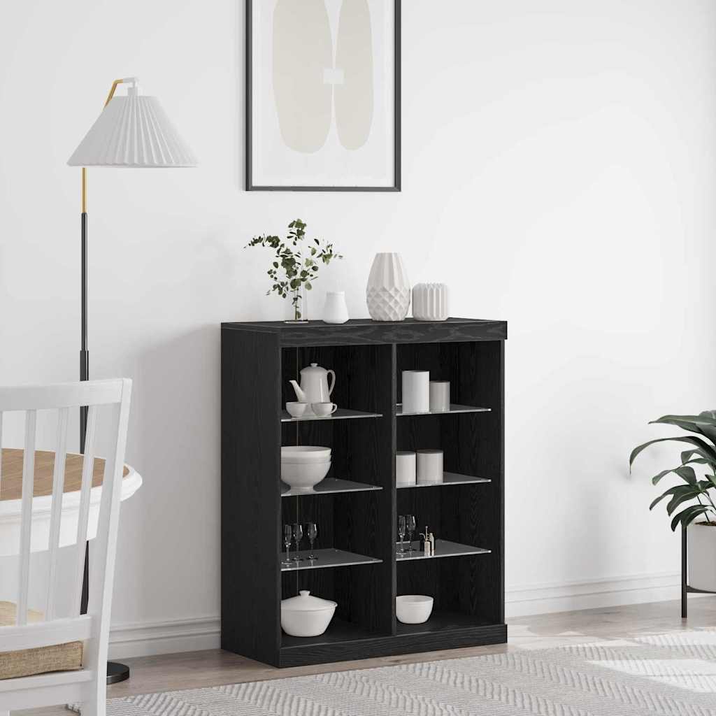 LED Sideboard Sort eg 81 x 37 x 100 cm Konstrueret træ