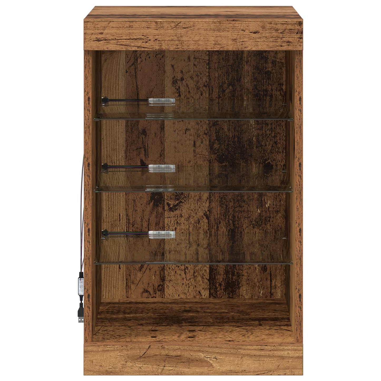 LED Sideboard Gammelt træ 41 x 37 x 67 cm Konstrueret træ