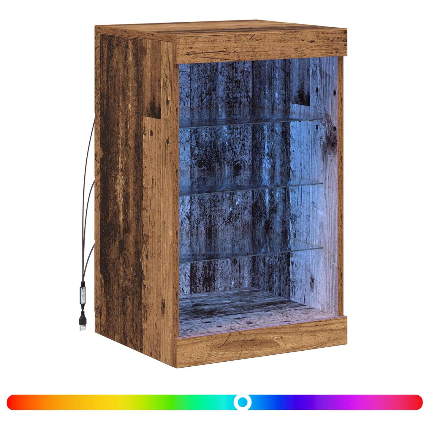 LED Sideboard Gammelt træ 41 x 37 x 67 cm Konstrueret træ