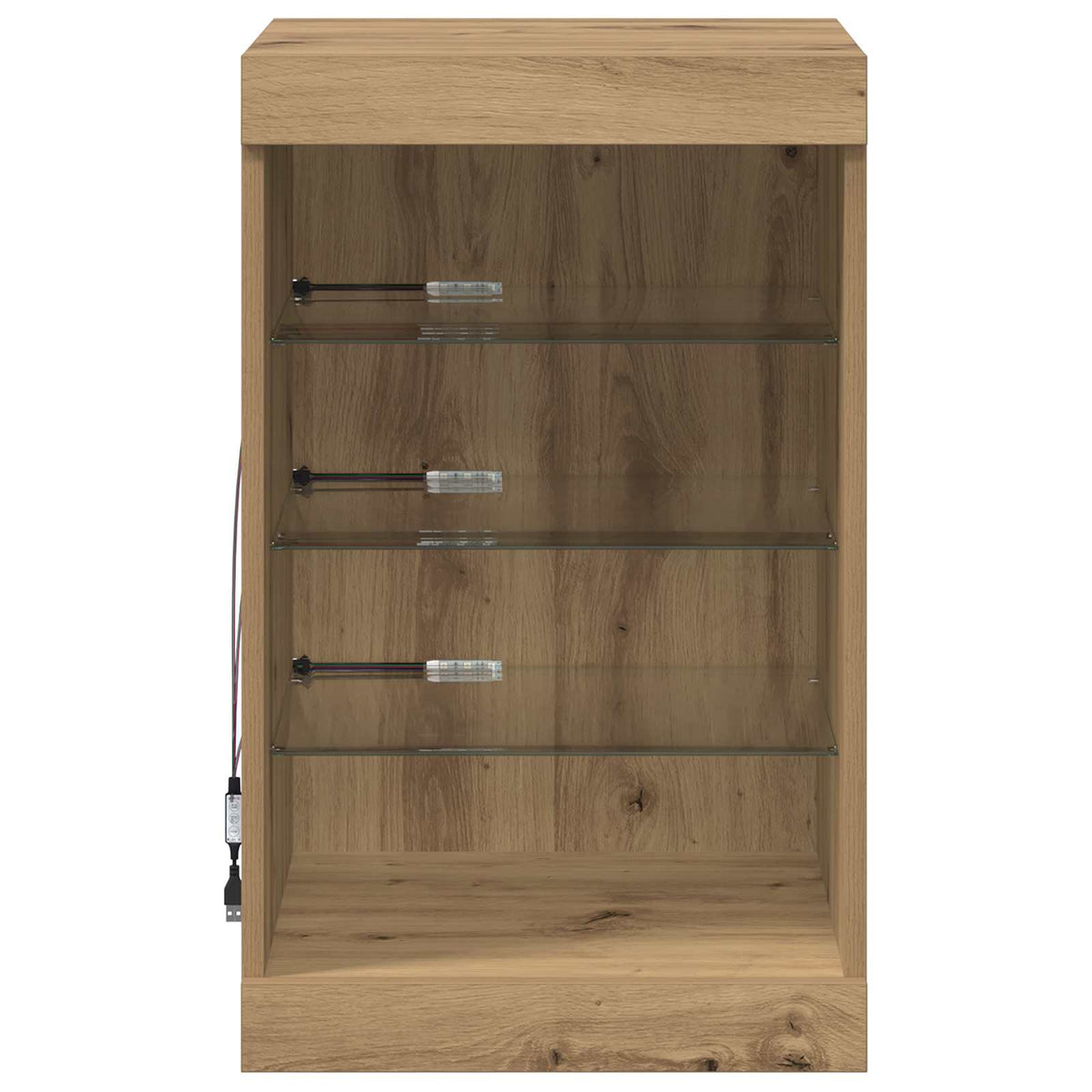 LED Sideboard Artisan Egetræ 41 x 37 x 67 cm Konstrueret træ