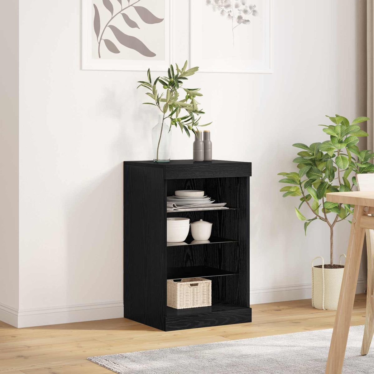 LED Sideboard Sort eg 41 x 37 x 67 cm Konstrueret træ
