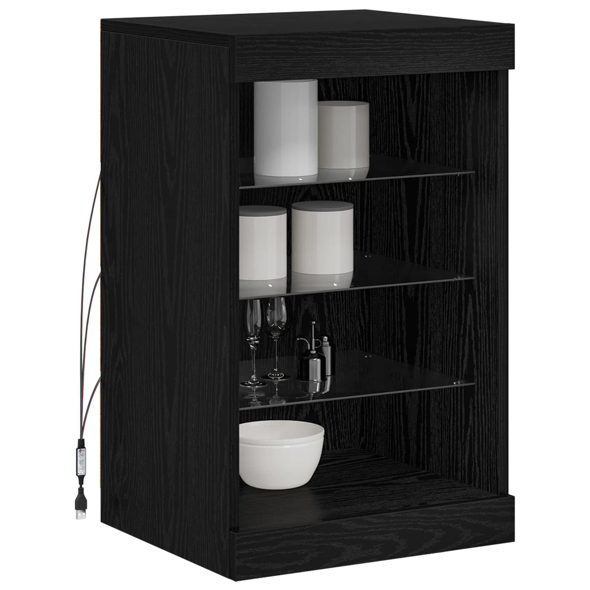 LED Sideboard Sort eg 41 x 37 x 67 cm Konstrueret træ