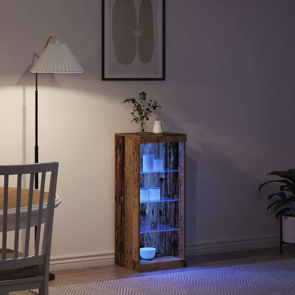 LED Sideboard Gammelt træ 41 x 37 x 100 cm Konstrueret træ