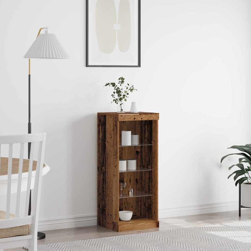 LED Sideboard Gammelt træ 41 x 37 x 100 cm Konstrueret træ