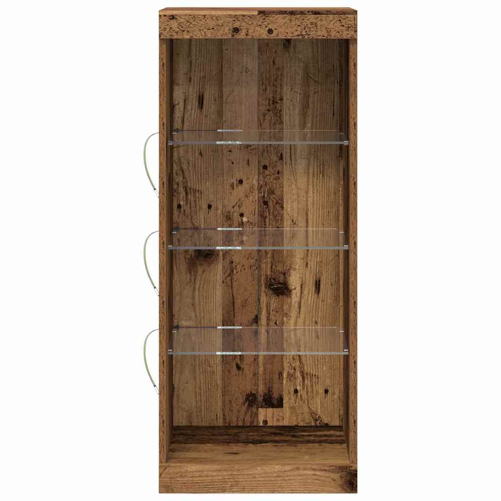 LED Sideboard Gammelt træ 41 x 37 x 100 cm Konstrueret træ
