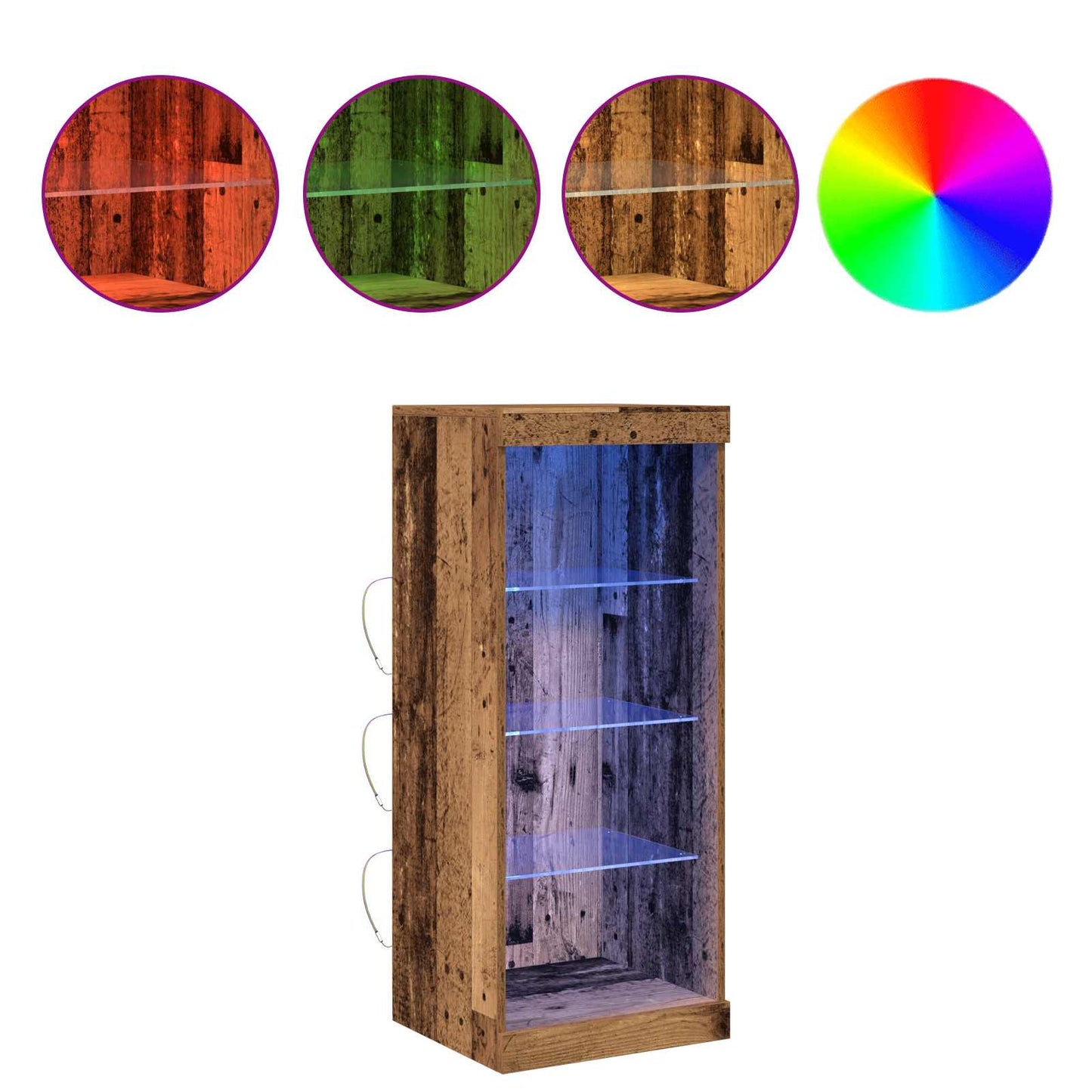 LED Sideboard Gammelt træ 41 x 37 x 100 cm Konstrueret træ