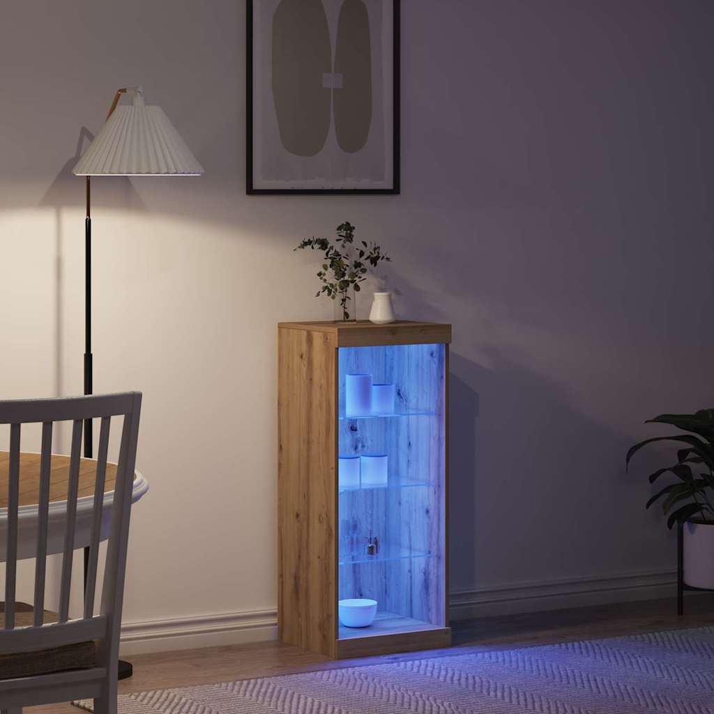 LED Sideboard Artisan Egetræ 41 x 37 x 100 cm Konstrueret træ
