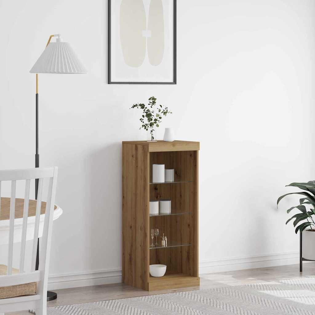 LED Sideboard Artisan Egetræ 41 x 37 x 100 cm Konstrueret træ
