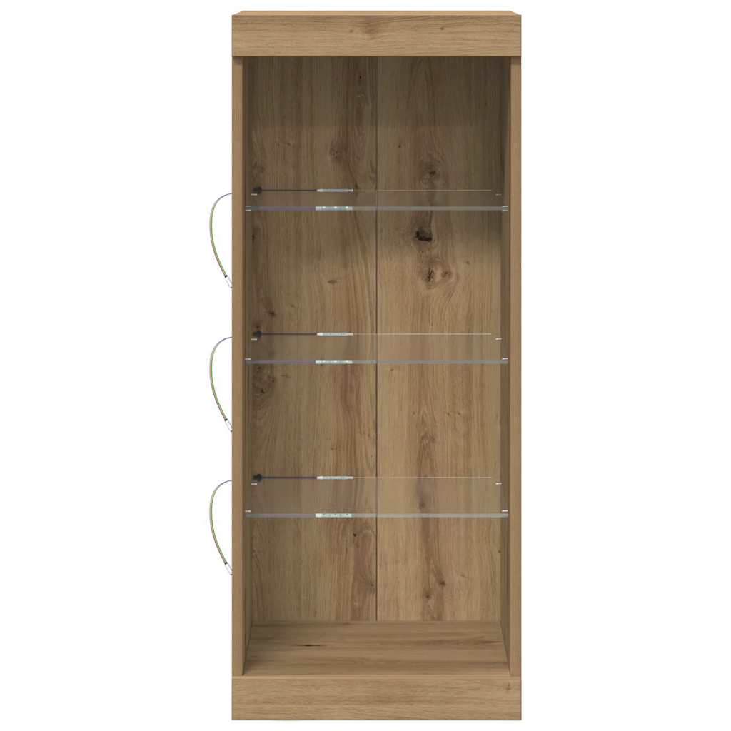 LED Sideboard Artisan Egetræ 41 x 37 x 100 cm Konstrueret træ