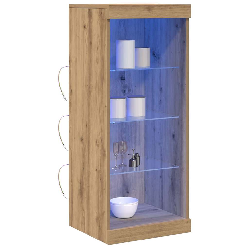 LED Sideboard Artisan Egetræ 41 x 37 x 100 cm Konstrueret træ
