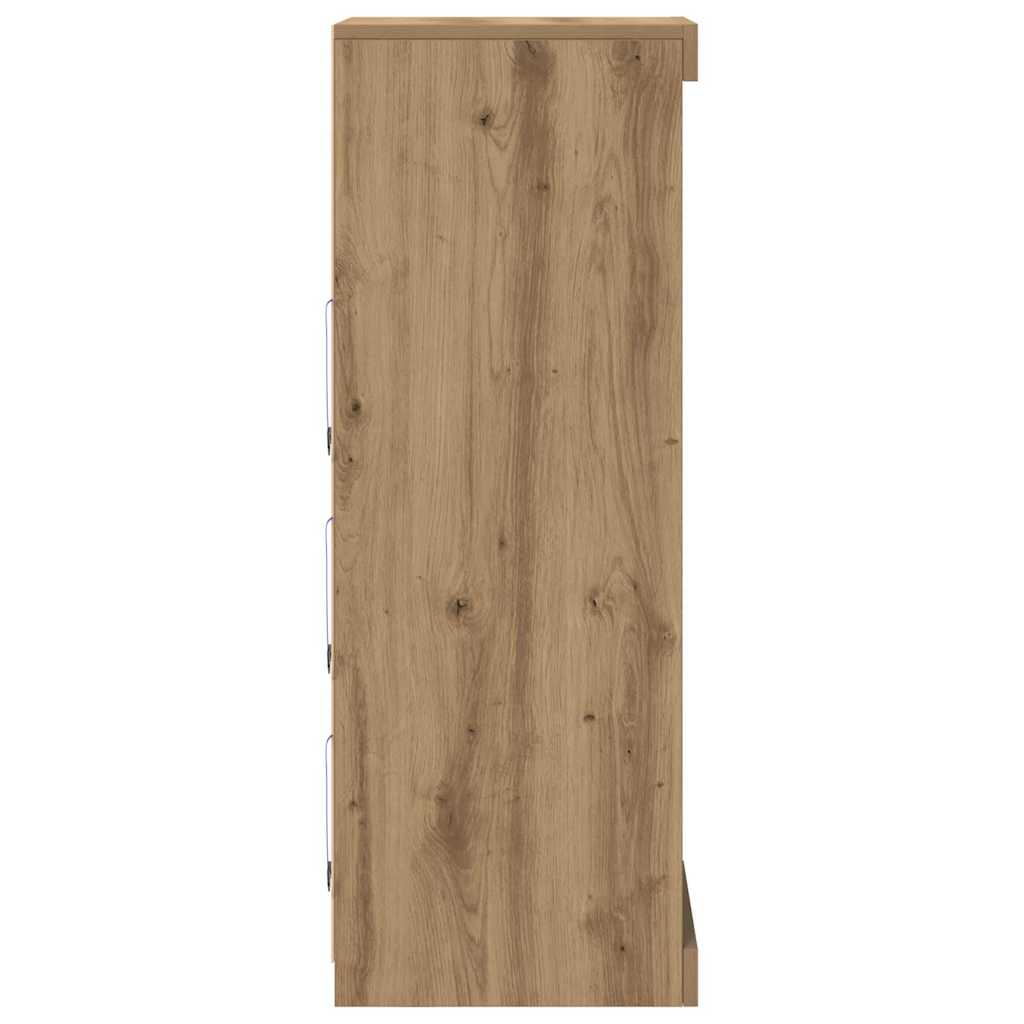 LED Sideboard Artisan Egetræ 41 x 37 x 100 cm Konstrueret træ