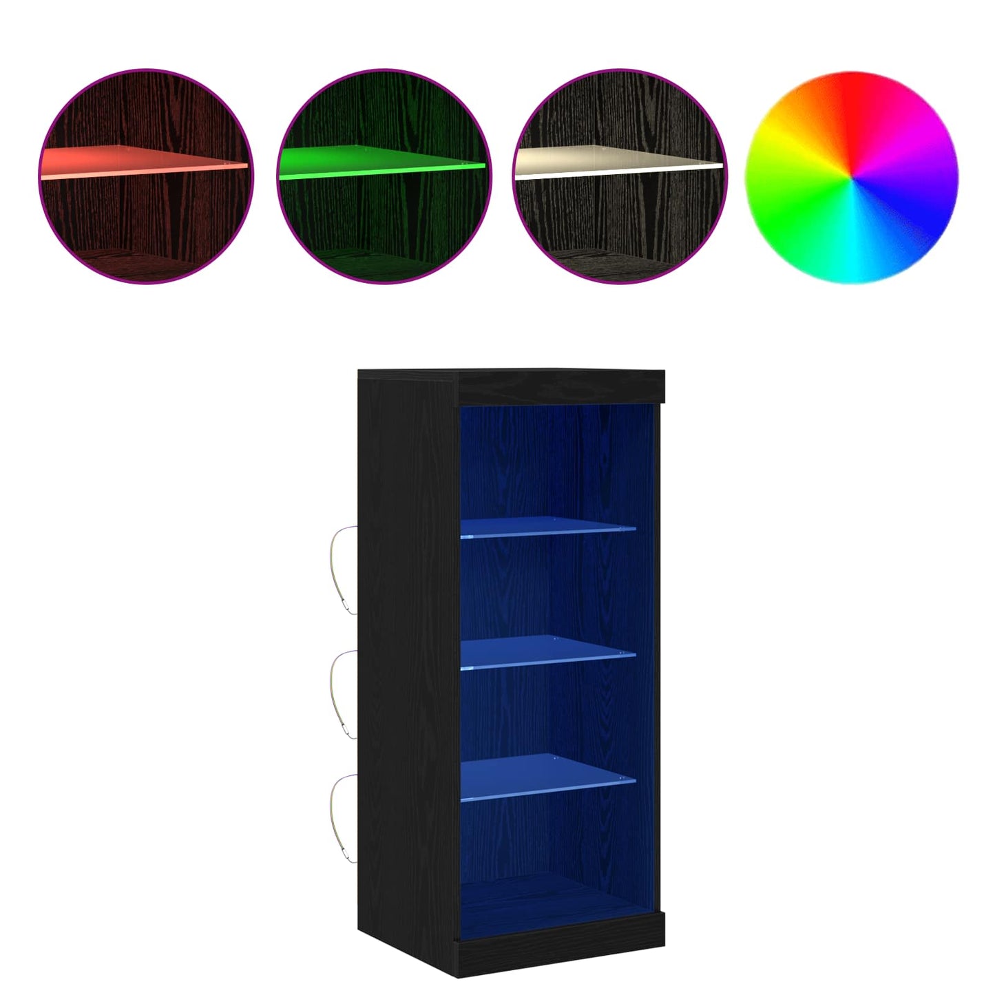 LED Sideboard Sort eg 41 x 37 x 100 cm Konstrueret træ