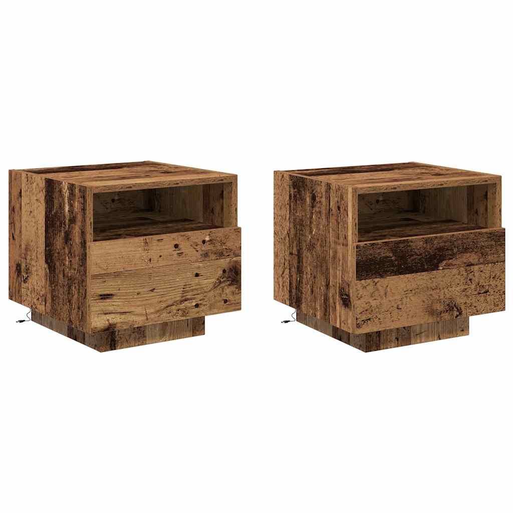 Natskab 2 stk. Gammelt træ 40 x 39 x 37 cm Konstrueret træ