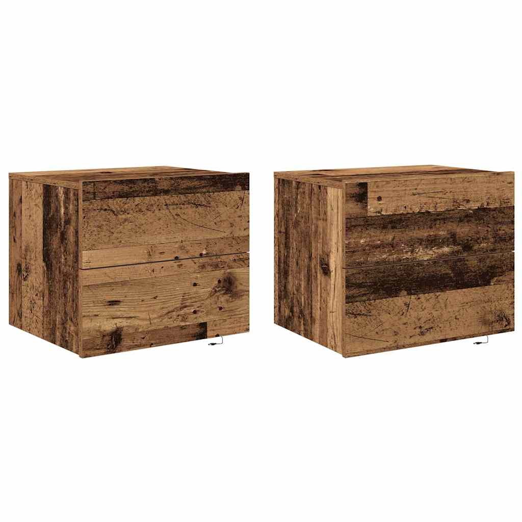 Natskab 2 stk. Gammelt træ 50 x 39 x 41 cm Konstrueret træ