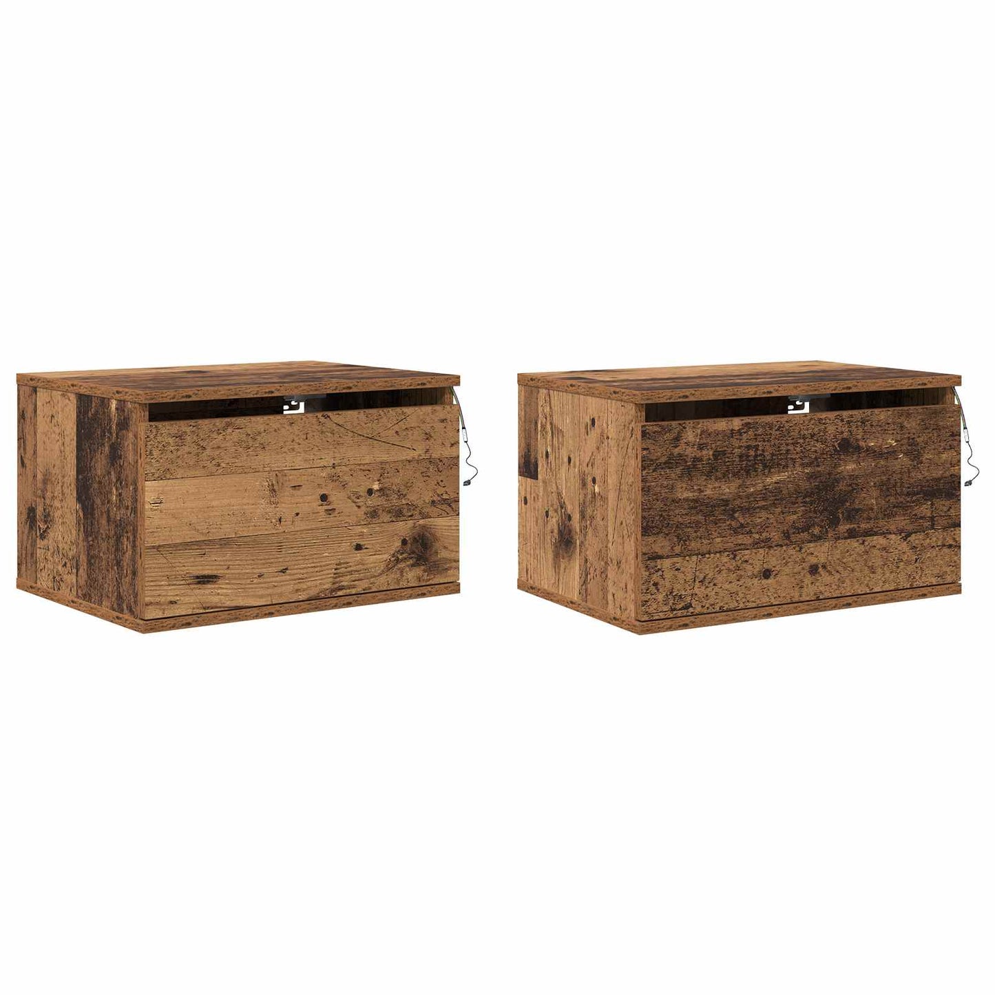 Vægmonteret natbord 2 stk. Gammelt træ 50 x 36 x 30 cm