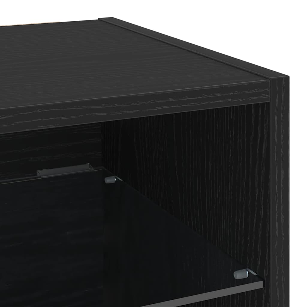 LED Væghylde Bedside Cabinet 2 stk. Sort 30 x 28,5 x 30 cm