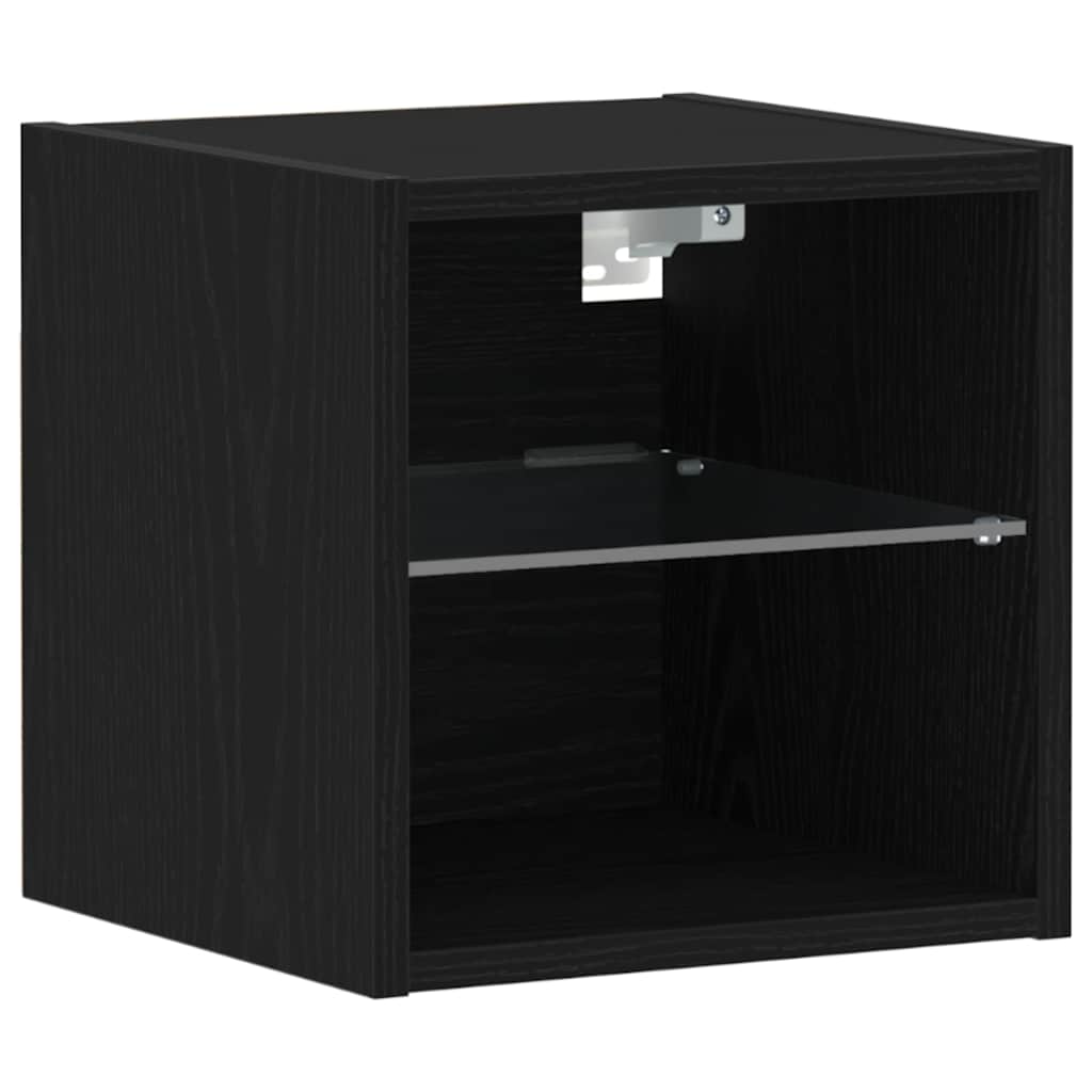 LED Væghylde Bedside Cabinet 2 stk. Sort 30 x 28,5 x 30 cm