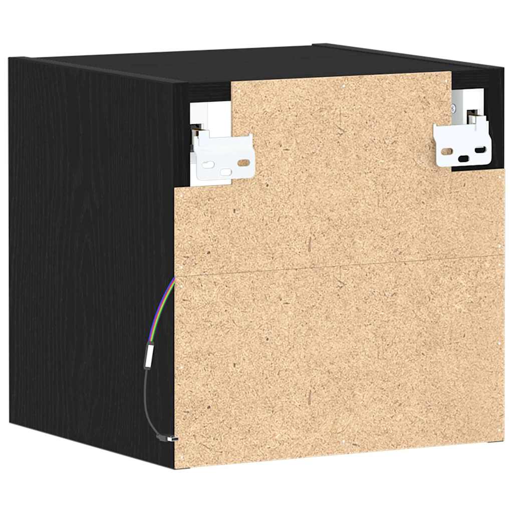 LED Væghylde Bedside Cabinet 2 stk. Sort 30 x 28,5 x 30 cm