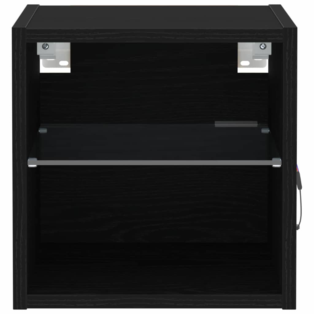 LED Væghylde Bedside Cabinet 2 stk. Sort 30 x 28,5 x 30 cm