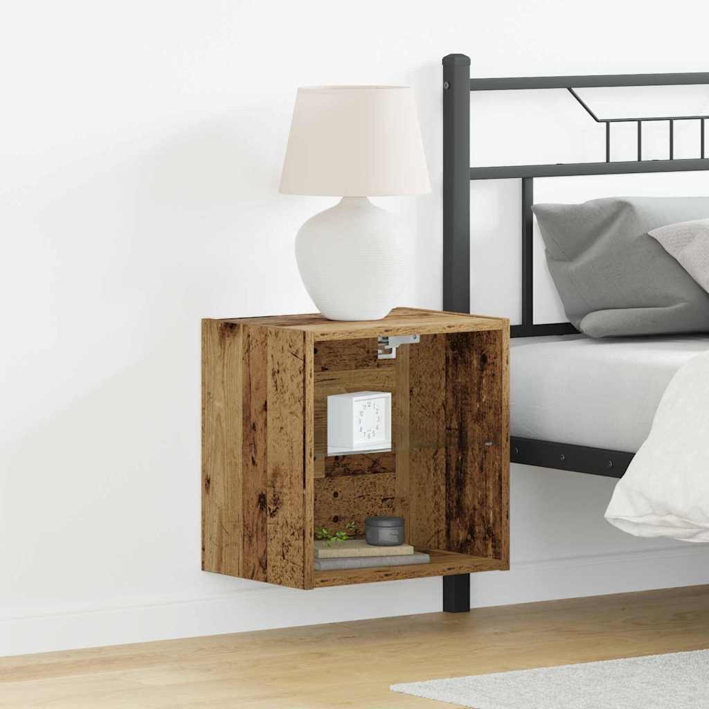 Flydende hylde med LED lys 2 stk. Brun 40 x 28,5 x 40 cm