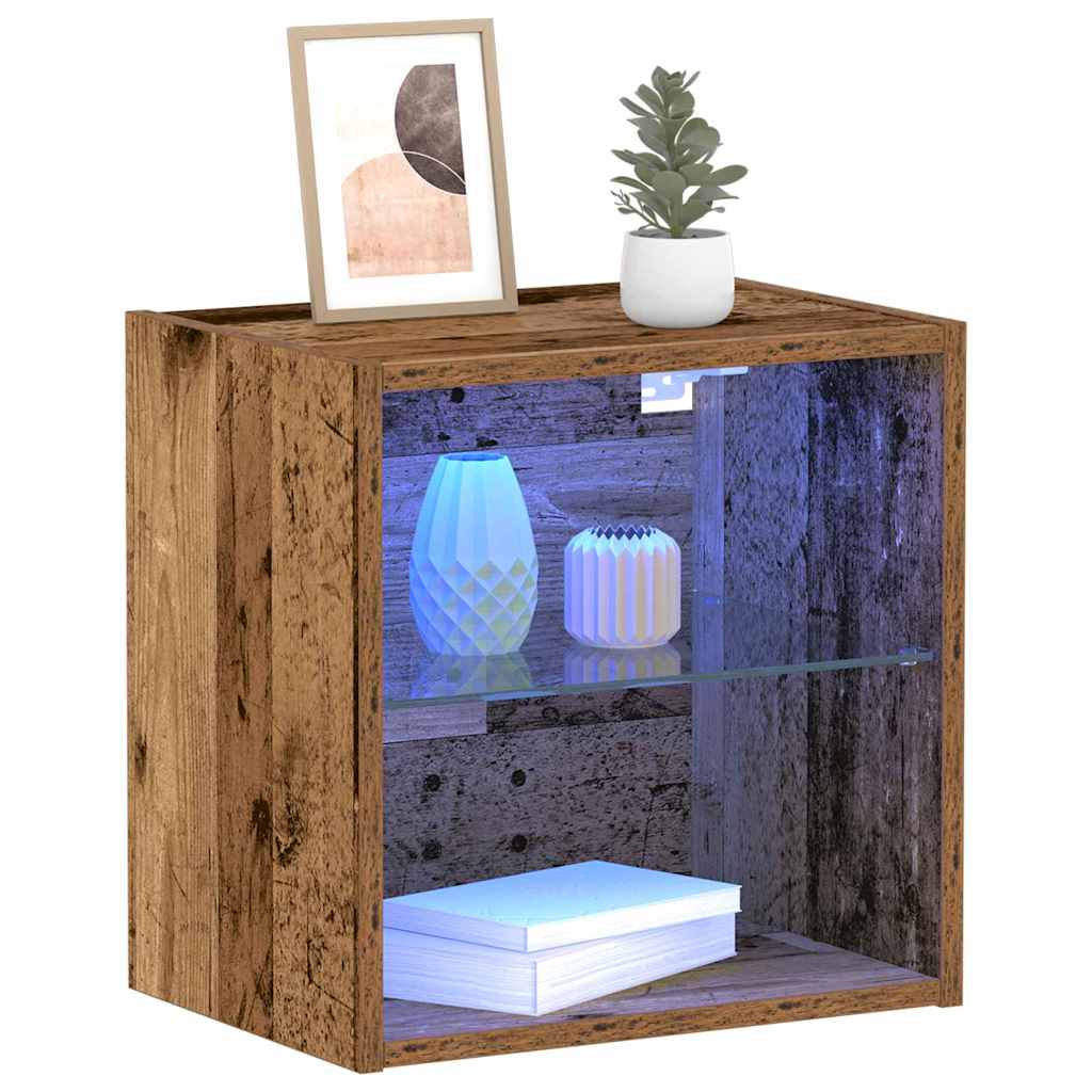 Flydende hylde med LED lys 2 stk. Brun 40 x 28,5 x 40 cm