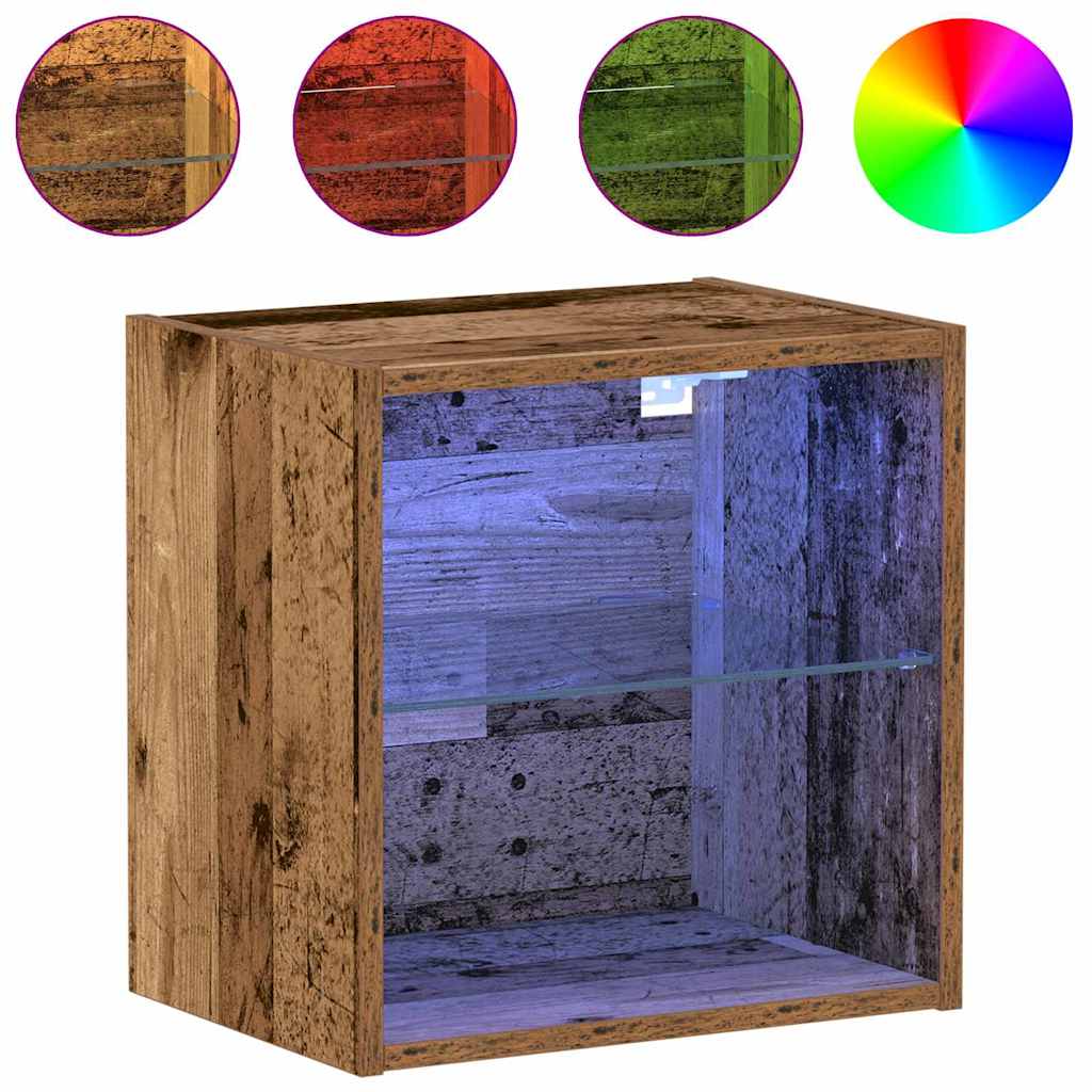 Flydende hylde med LED lys 2 stk. Brun 40 x 28,5 x 40 cm