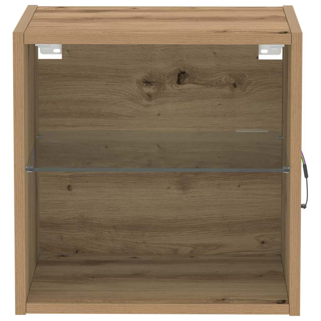 Flydende hylde med LED lys med hylde Brun 40 x 28,5 x 40 cm