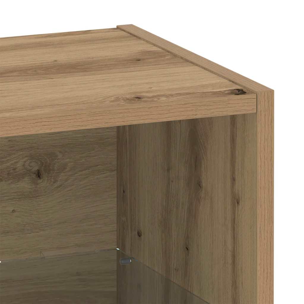 Flydende hylde med LED lys 2 stk. Brun 40 x 28,5 x 40 cm