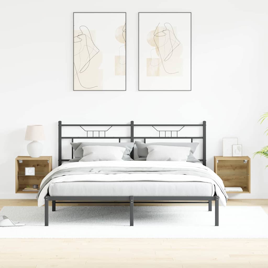Flydende hylde med LED lys 2 stk. Brun 40 x 28,5 x 40 cm