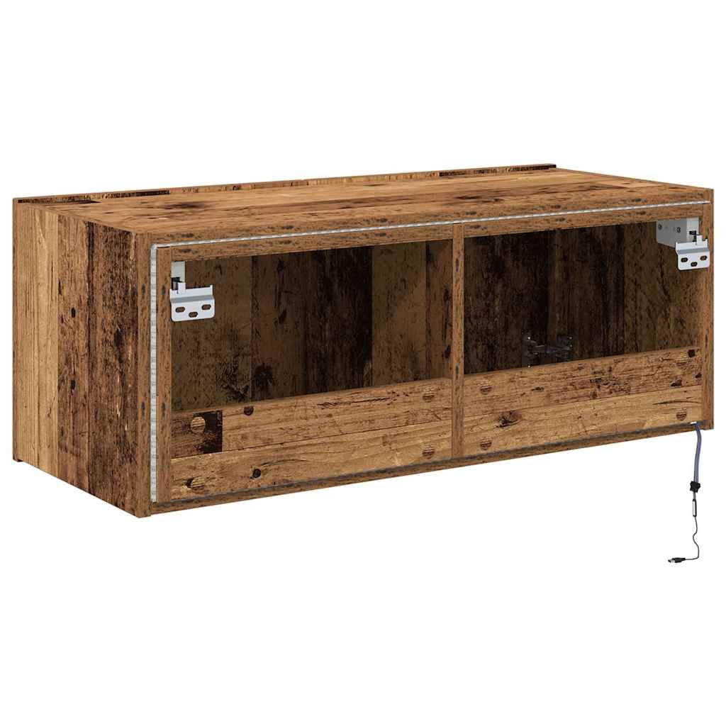 TV vægskab 80 x 35 x 31 cm Gammelt træ Konstrueret træ