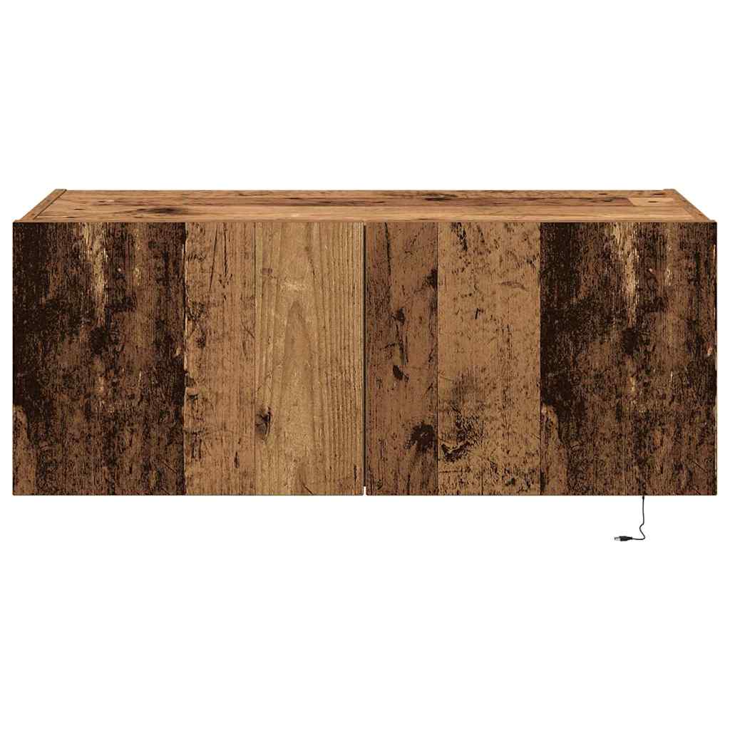 TV vægskab 80 x 35 x 31 cm Gammelt træ Konstrueret træ