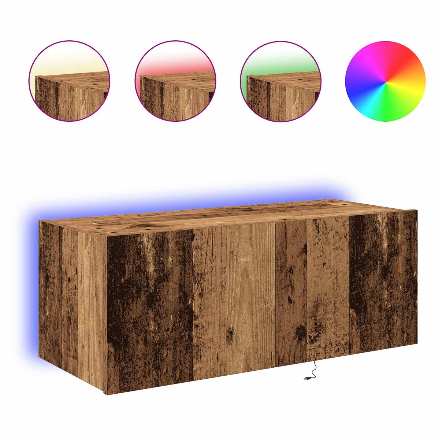 TV vægskab 80 x 35 x 31 cm Gammelt træ Konstrueret træ