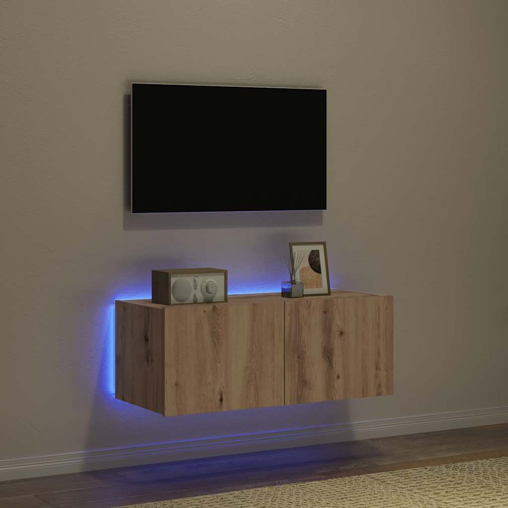 TV vægskab 80 x 35 x 31 cm Artisan Egetræ Konstrueret træ