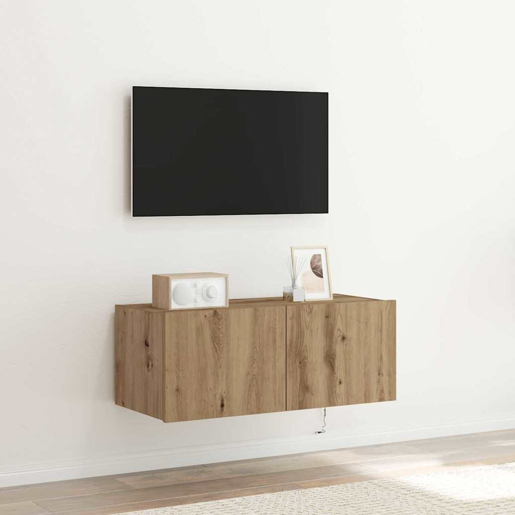 TV vægskab 80 x 35 x 31 cm Artisan Egetræ Konstrueret træ